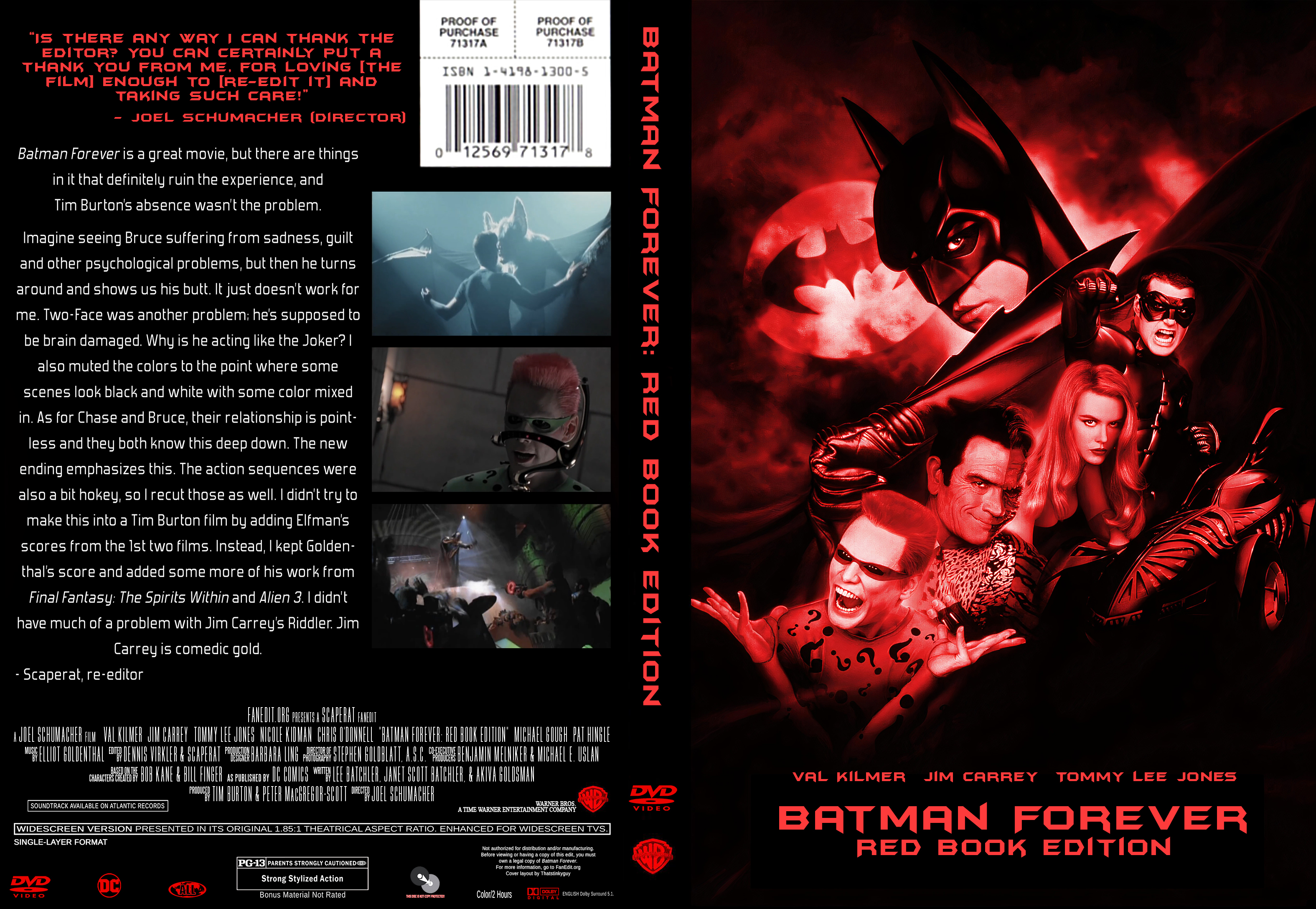 Batman Forever Red Book Edition DVD cover    Forums