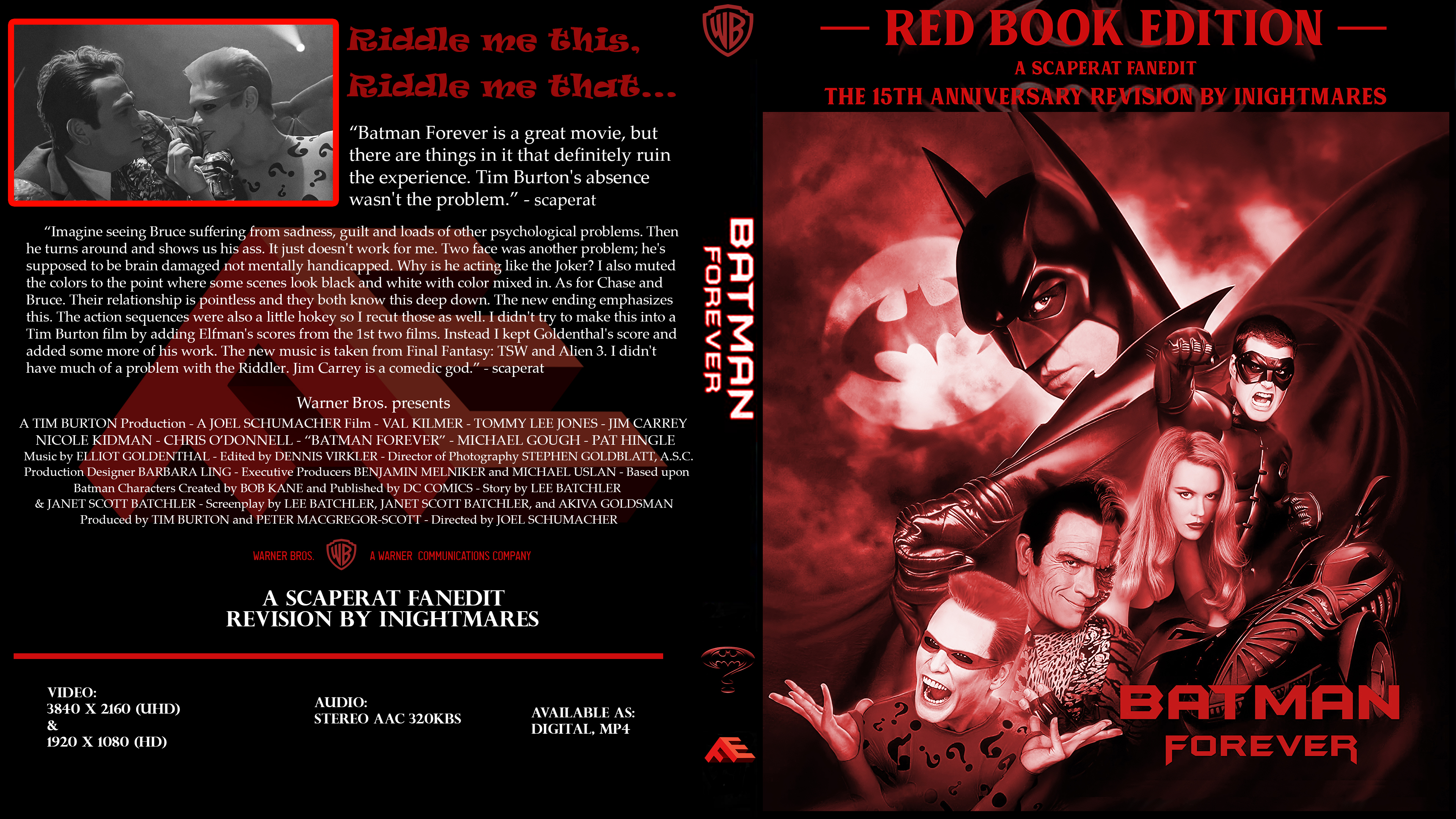 Batman Forever: Red Book Edition - The 15th Anniversary Revision - Full Bluray Sleeve